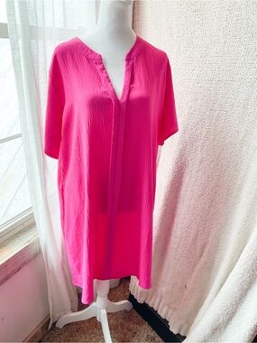 Women’s Hot Pink Midi Shift Dress - Brand Unknown